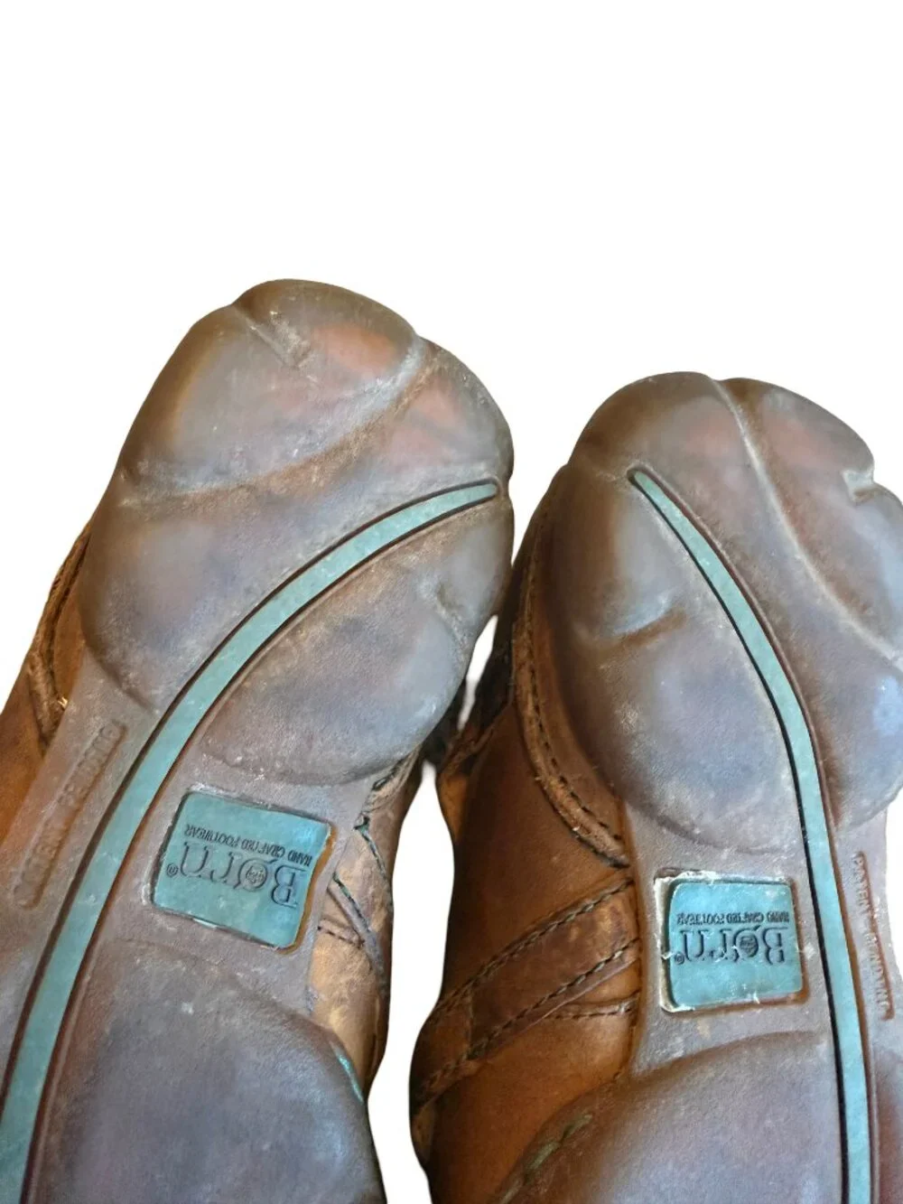 Born Brown Leather Mary Jane Flats Crisscross Strap Buckle Work Size 7.5 Women's